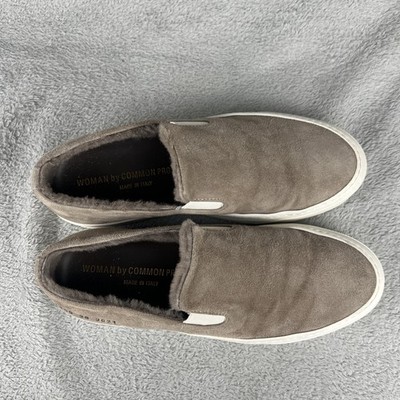 Common Projects 35mm Suede Shearling Slip On Sneaker Women 38 7.5 Shoes Sneakers Common Projects Suede & Genuine Shearling Slip-On Sneaker  main image 2