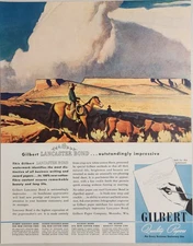 1946 Print Ad Gilbert Lancaster Bond Paper "Open Range" Painting Maynard Dixon