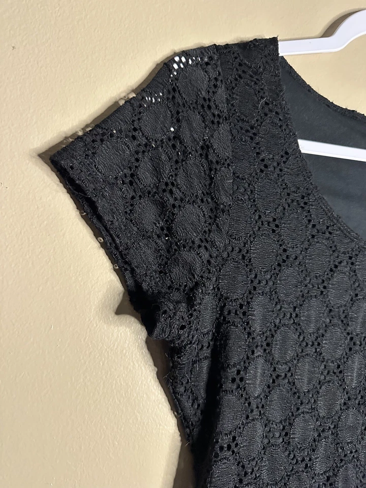 Vestido Isaac Mizrahi Negro Encaje Manga Corta Para Mujer Talla Grande Chic Whimsigoth Foto 4 de 4