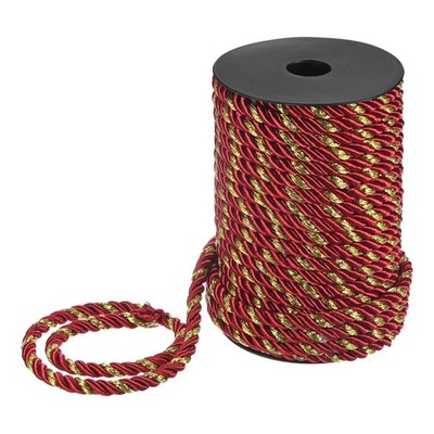 22 Yards Soft Twisted Rope Trim, 8mm Red and Gold Polyester Cord for DIY Craft