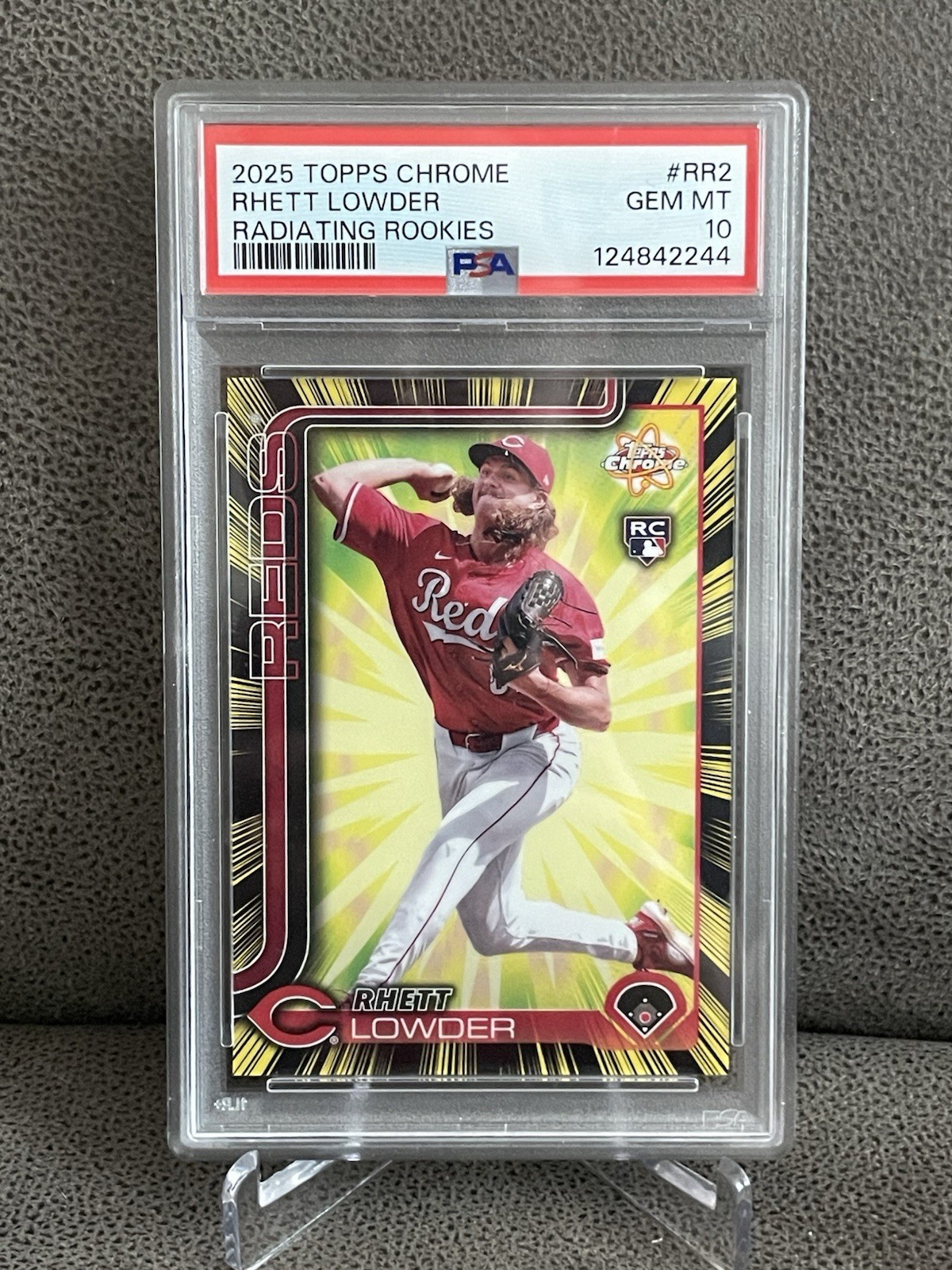 🔥Rhett Lowder 2025 Topps Chrome Radiating Rookies #RR-2 (RC) SP Reds PSA 10 💎