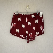 Gilly Hicks shorts sz L burgundy sheep Print Loungewear Lounge sleep bn