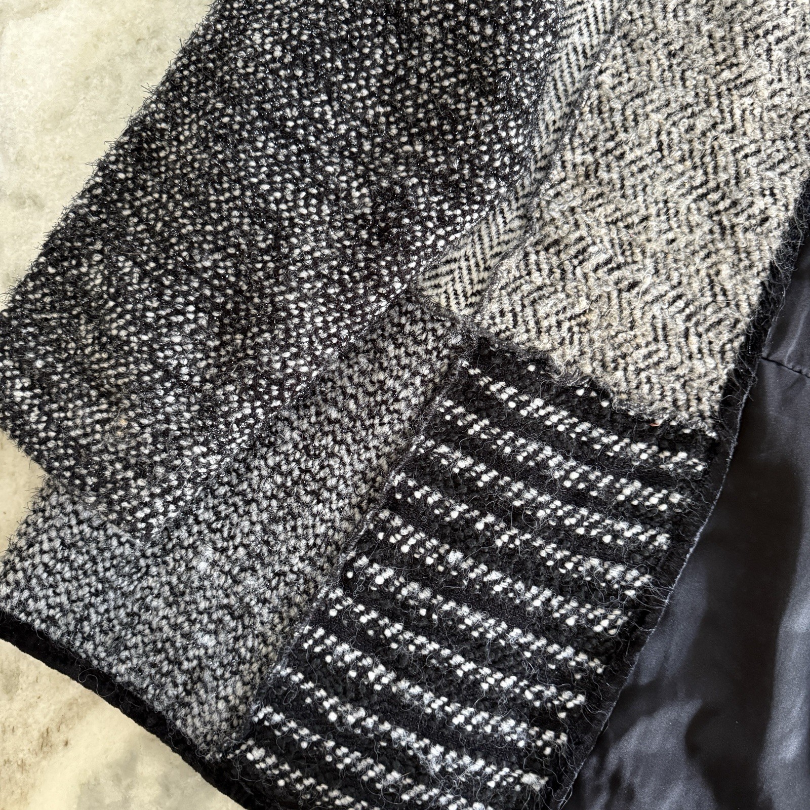 VTG Patchwork Knit Jacket 1X Gray Artisan Cozy He… - image 4