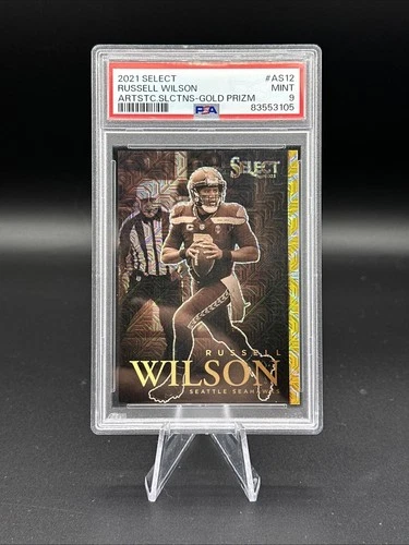 2021 Select Russell Wilson Artistic Selections Gold Prizm #AS12 /10 PSA 9