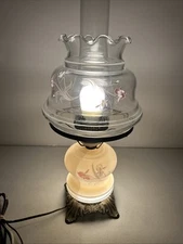 Vtg Loevsky & Loevsky Hurricane Lamp Hand Painted  3 Way Switch GWTW