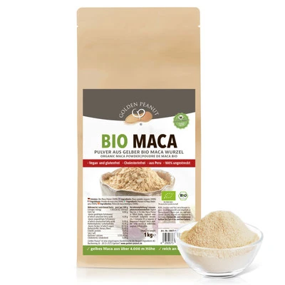GOLDEN PEANUT Maca Bio in Polvere 1 kg Qualità Premium Prodotto Naturale Puro Senza Additivi dal Perù