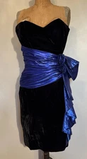 Vtg 80s Jessica McClintock Gunne Sax Fitted Velvet Metallic Strapless Dress SZ 5