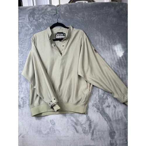Zero Restriction Golf Windbreaker Pullover Tan Khaki Mens XL Made in USA - product listing photo