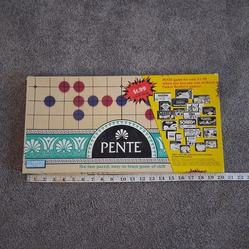 VINTAGE Pente Classic Strategy Board Game Parker Brothers 1989 Complete In Box