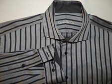 Outstanding Black  Gray stripe Carroll  Co men's 100 cotton shirt size 16.5