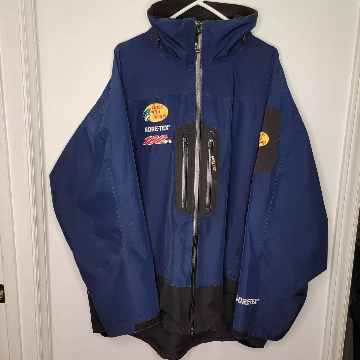 BASS PRO SHOPS NAVY BLUE 100MPH GORE-TEX RAIN JACKET MEN'S SIZE LT