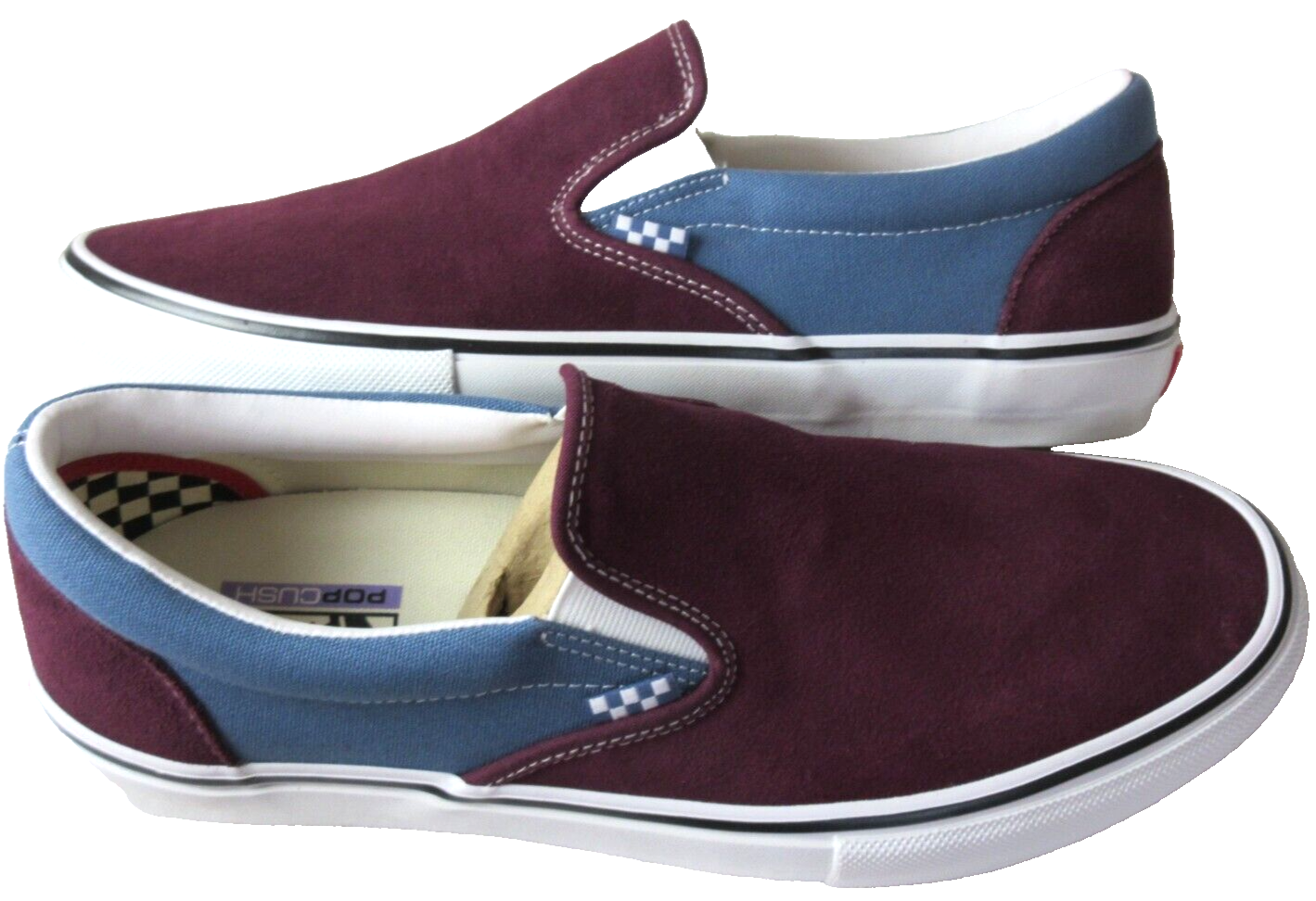 Vans Men's Skate Slip On Moonlight Blue Mauve Wine Suede Canvas shoes Size 11 eBay