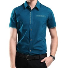 New Mens Dress Shirts Summer Short Sleeves Luxury Camisas Casual Slim Fit Shirts