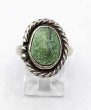 Sterling Silver Native American Navajo Vintage Green Turquoise Ring Sz 5.5 5 1/2