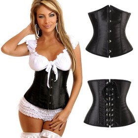 Plus Size Sexy Lace up Boned Corset Overbust Top Punk Waist Cincher Shaper Black