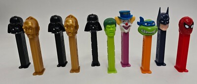 10 Pez Candy Dispensers Darth Vader, C-3PO, Batman, Spider Man, TMNT, Clown..