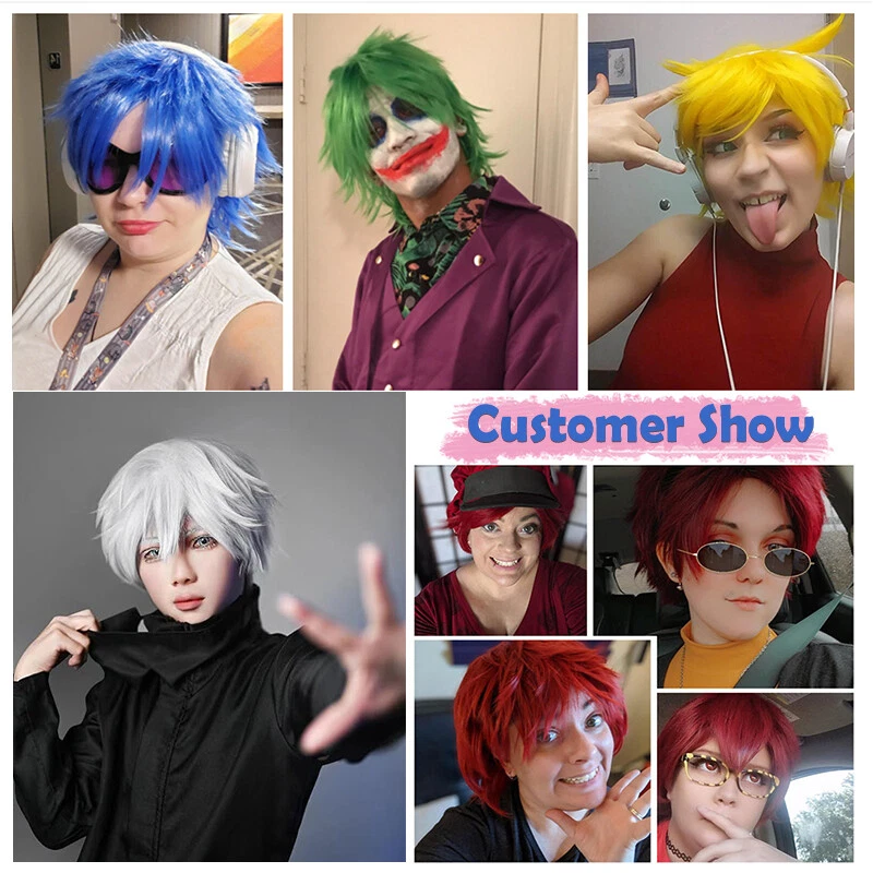 Male Cosplay Wig Women Men Anime Short Wig Party Straight Hair Cosplay Full Wigs - Image 2 of 4