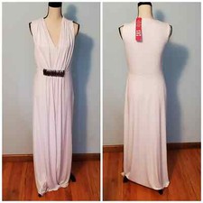 NWT Calvin Klein Draped White Maxi Dress Waist Accent ~ Needs Cleaning!