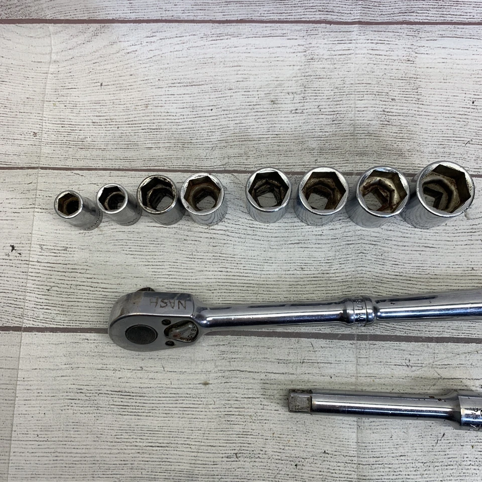 Par-X (Snap On) USA 1/2" Drive 6 Pt. UH Socket  Set + UR 71 Ratchet + UE 51 READ - image 3 of 4