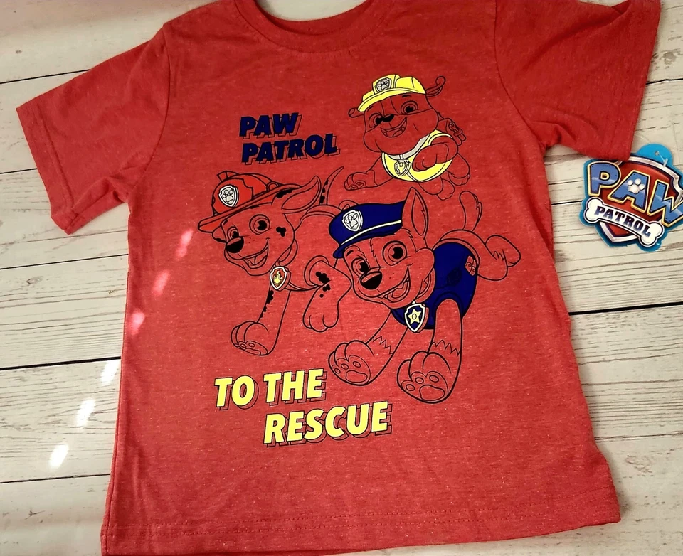 Paw Patrol Red Tee Shirt Size 7, Nickelodeon Dalmatian Fire fighter, Marshall - Image 2 of 4