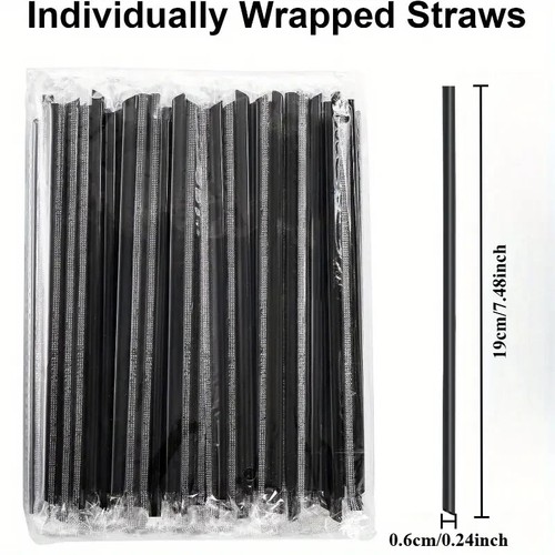 Plastic Wrapped Flexible Straws Bendy Black Colourful Clear Recyclable Drinking - Picture 9 of 18