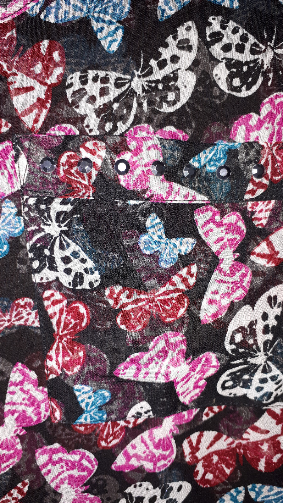 New Look black multi butterfly sheer ethnic hippie boho  top 16 image 3