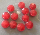 Vintage Japan Milk Cherry Red Fancy Faceted Round Skittle Lentil Glass Bead Lot