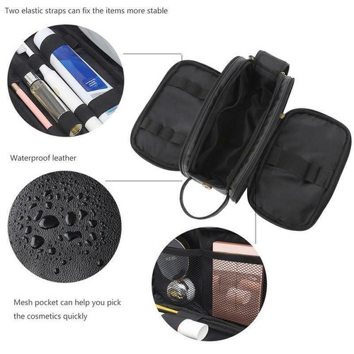 PU Leather Toiletry Bag For Men Large Travel Wash Bag Shaving Water-Resistant - Picture 5 of 16