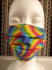 RAINBOW Homemade Face Mask, cotton, nose wire, adult...READ DESCRIPTION PLEASE 