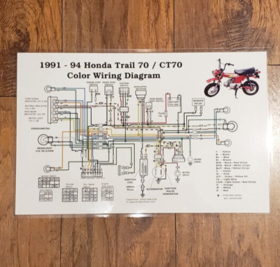 1991-94 Honda Trail CT70 - Color Laminated Wiring Harness Diagram
