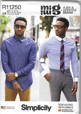 Simplicity R11250 MEN'S Fitted Shirt w Collar & Cuff Variations SZ 34-42 UNCUT