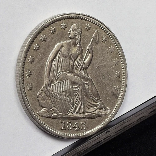 1843 Liberty Seated Half Dollar - AU Details, Cleaned (#59627-L)