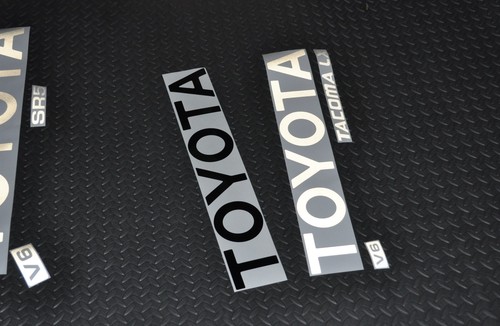 REFLECTIVE TOYOTA TACOMA BLACK TRUCK TAILGATE LOGOS DECAL 95-99 V6 pickup - Picture 3 of 3