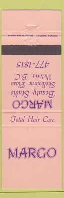 Matchbook Cover - Margo Beauty Studio Victoria BC