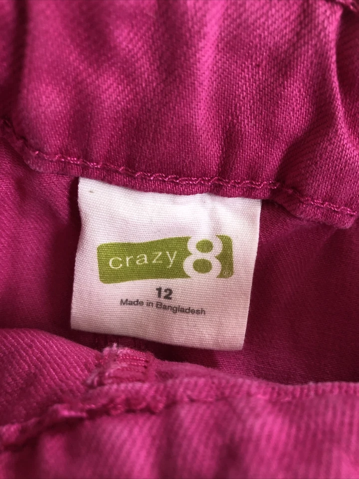 Crazy 8 Gymboree ярко розовый джинсовой ткани Jean юбка размер 12 2010 регулируемая талия - Изображение 2 из 4
