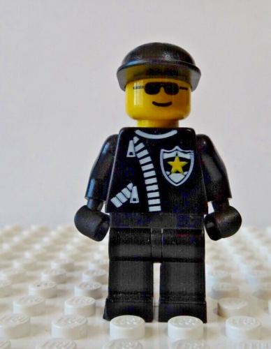 LEGO Minifigura cop041 Policía - Estrella del Sheriff, Gorra Negra, Gafas de Sol, 9371 - Imagen 1 de 4