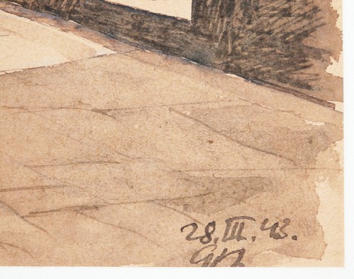INK PEN DRAWING PALAIS DES PAPES POPE PALACE AVIGNON MONOGRAM DATED 1943 - Picture 4 of 9