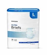 McKesson Ultra Adult Incontinent Brief, Large 45'' - 58'' Heavy Abs - Bag/18