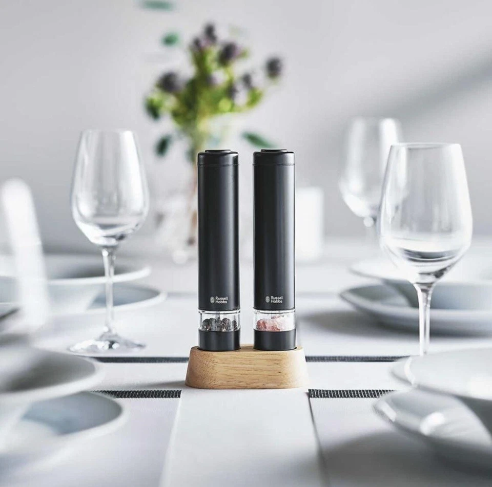 Russell Hobbs Molino Eléctrico Sal y Pimienta Juego de 2 Piezas 7933JP-WH Japón Negro Foto 4 de 4