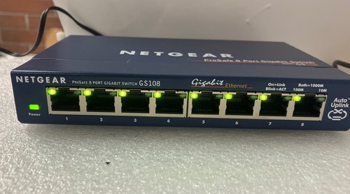NetGear ProSafe (GS108 v2) 8-Port Gigabit Ethernet Switch With Power Adapter ~ - Picture 2 of 7