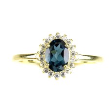 925 Sterling Silver Ring Oval London Blue Topaz 7x5mm Gemstone Jewelry 7