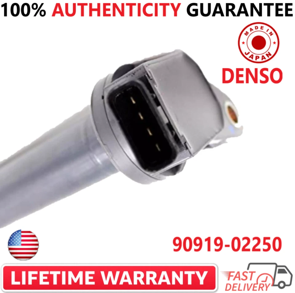 Новые оригинальные катушки зажигания x8 DENSO для Toyota Lexus I4 V6 V8 2005-2020 годов выпуска, 90919-02250 - Изображение 3 из 4