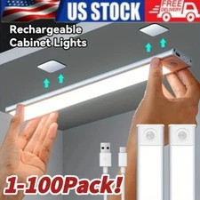 LED Motion Sensor Under Cabinet Closet Light USB Rechargeable Kitchen Lamp Strip