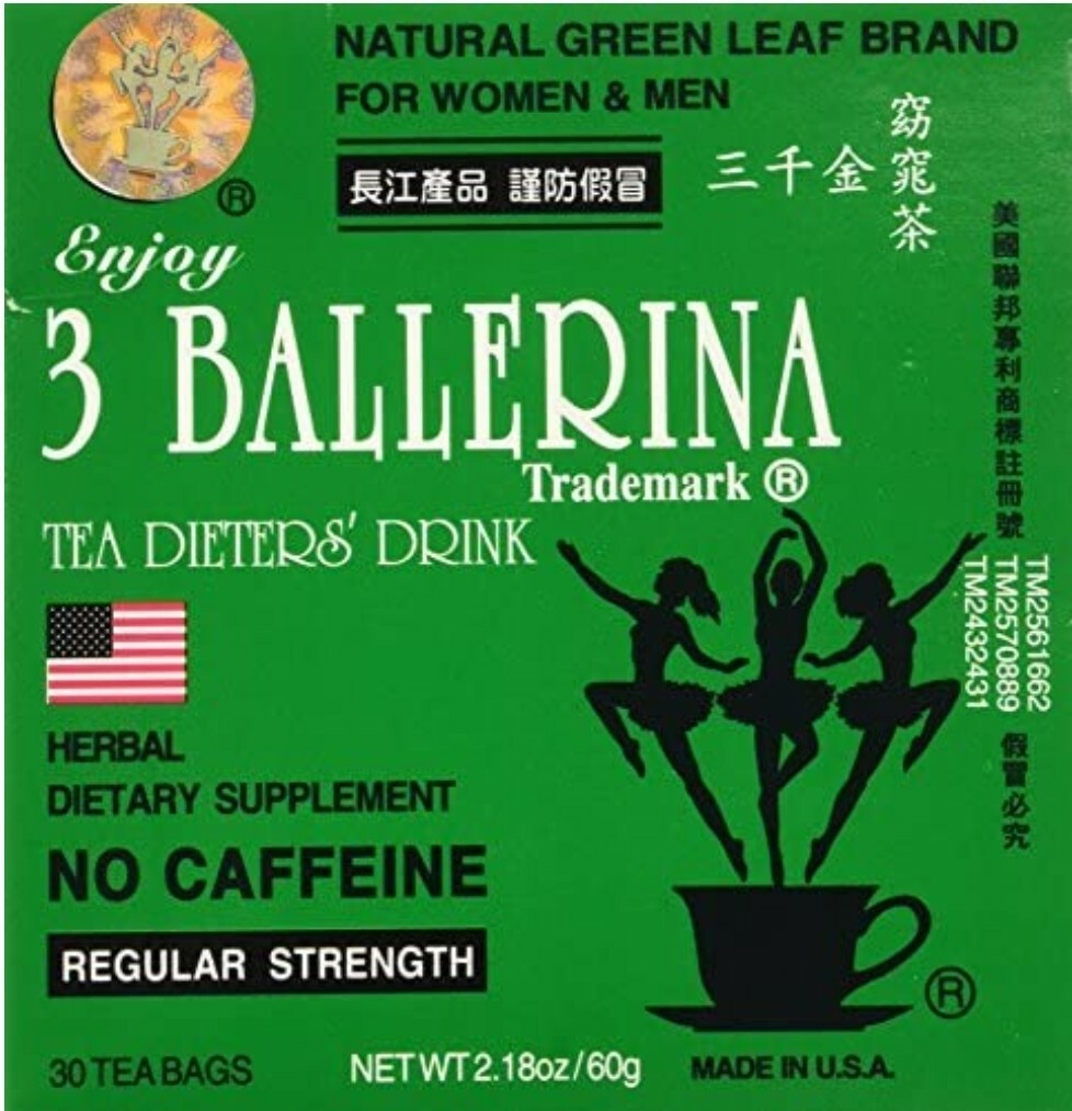 3 Ballerina Regular Strength Dieters Tea Bags - Slimming Tea - 30 Bags