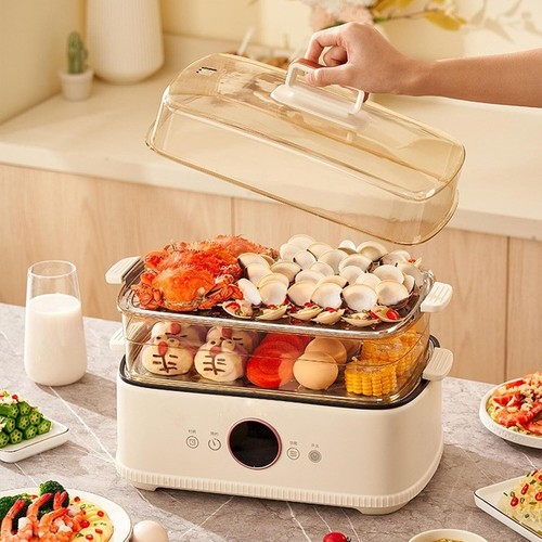 Electric Food Steamer with 3 Tier BPA Free Steam Trays 18L Large Capacity Quick - Picture 5 of 9