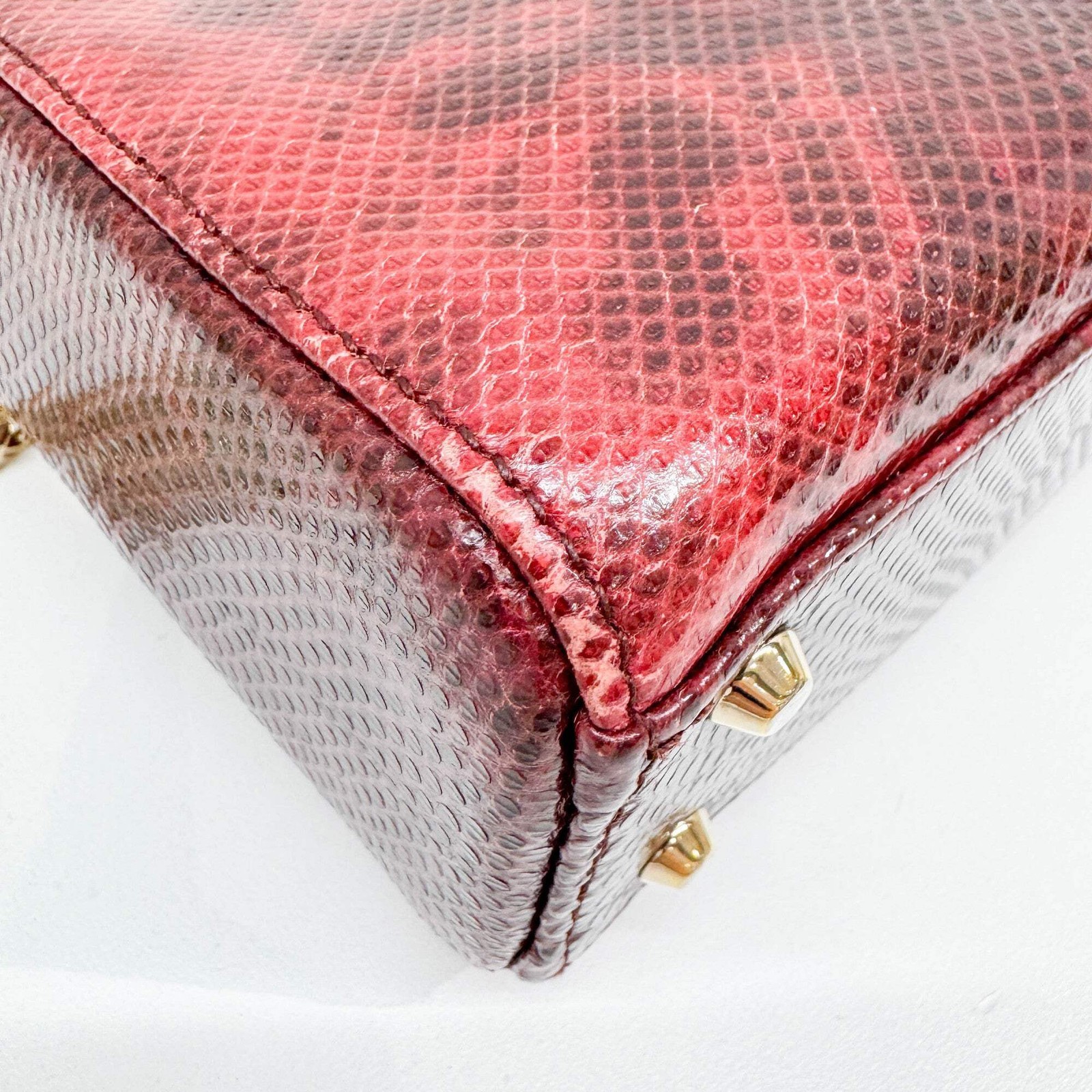 DIOR Mini Lady Dior Red Lizard Embossed Leather Two Way Bag — image 12