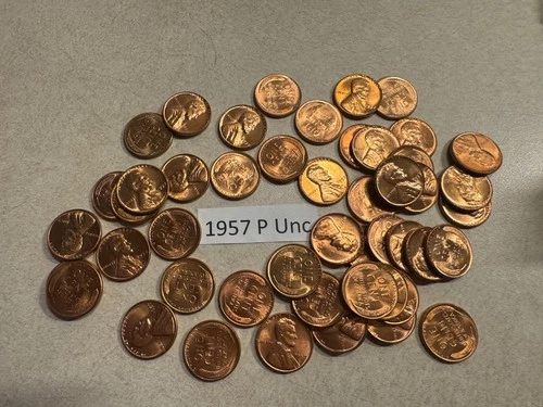 1957 p wheat cent roll uncirculated