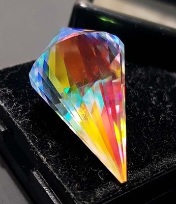 46 Ct Natural Mystic Topaz Gemstone: Rainbow Fire Fancy Cut Stone