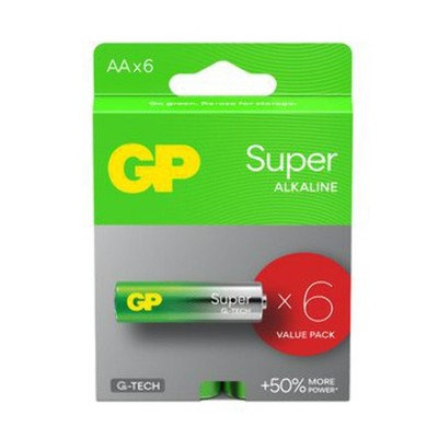 6x GP Super Alkaline AA LR6 1.5V Batteries Long Lasting Power