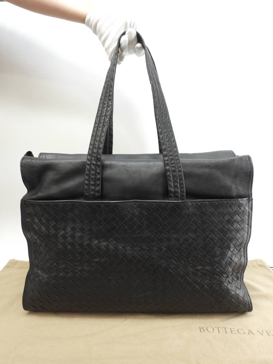 Bottega Veneta Shoulder Bag Black Leather Business Tote thumbnail 8